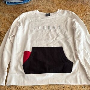 Jordan Cream Sweatshirt with Black and Red Pocket